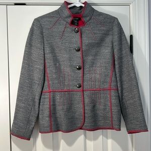 Etcetra Gray Wool Blend Blazer/Jacket with Pink Stitching size 2